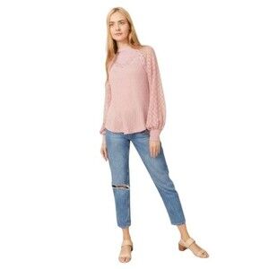 Free People Top Sweetest Thing Lace Sleeve Crochet XS NWT Coquette Cottagecore